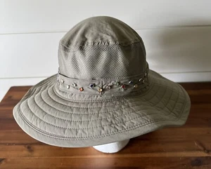 Columbia Bucket Hat Green Khaki Gems One Size Youth Omni-Shade Hiking - Picture 1 of 8