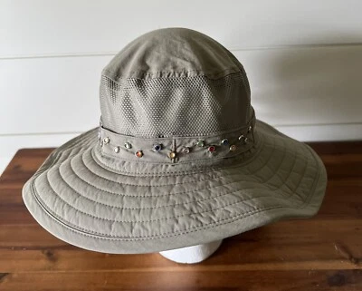 Columbia Bucket Hat Green Khaki Gems One Size Youth Omni-Shade Hiking - Imagem 1 de 4