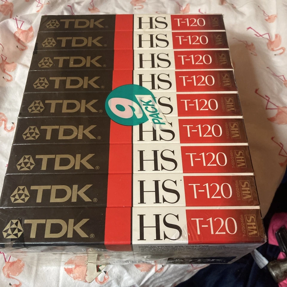 Cintas de video VHS en blanco TDK HS calidad premium T-120HS selladas nuevas paquete de 9 Foto 1 de 1