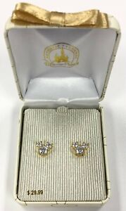 Disney Parks Mickey Mouse Icon Gold Crystal Stud Earrings Set New in Box