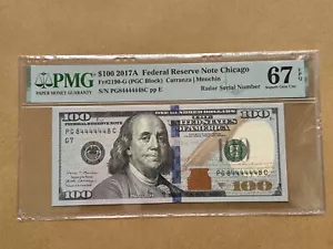 100 Dollar 2017 Serial Super Radar 84444448 PMG-67 SUPER GEM UNC_LDP Shop. - Picture 1 of 2