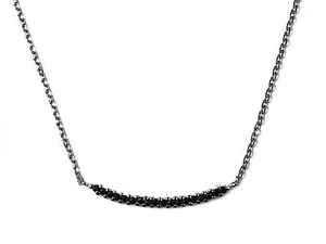 925 Sterlingsilber schwarze Zirkonia geschwungene Stabkette Halskette 17 Zoll - Bild 1 von 3