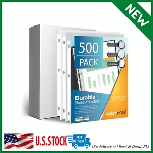 500 Sheet Protectors, 8.5X11 Inch Clear Page for 3 Ring Binder, 35 Micron Plasti - Picture 1 of 8