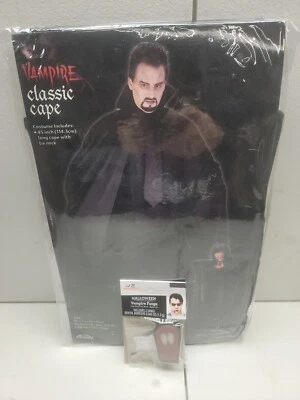 Fun World Adulto "Unisex" Vampiro 45" Capa Clásica! ¡3 piezas con colmillos de bonificación! Nuevo 5☆ 👀 Foto 1 de 4