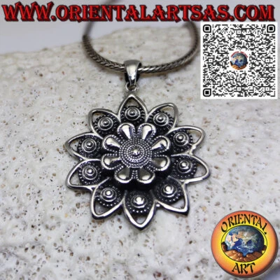 Ciondolo in argento 925 ‰ Fiore di loto il fiore sacro del Induismo e Buddhismo - Immagine 1 di 4