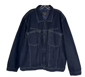 Giacca denim Marithe Francois Girbaud UOMO 2XL blu SELVEDGE cotone zip intera - Foto 1 di 10