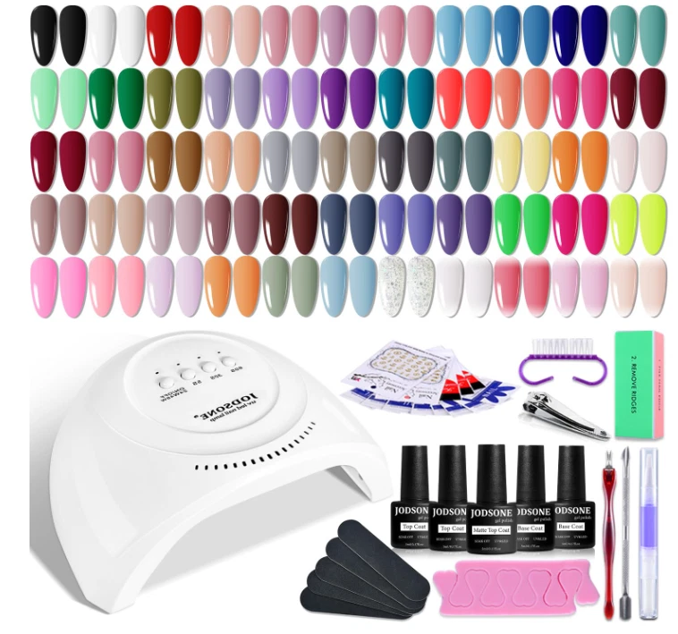 Kit de Uñas en Gel 60 piezas con Lámpara UV, 55 Colores Brillantes y Oscuros, ideal Foto 1 de 4