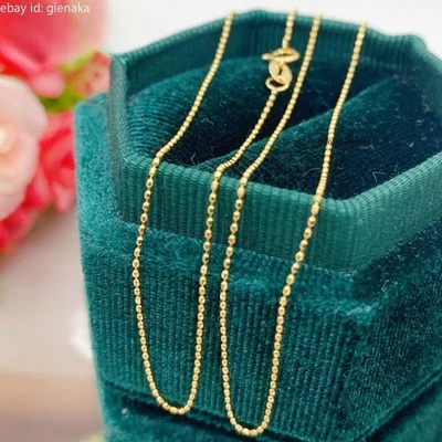 Collar de eslabones de cadena de perlas Au750 puras de oro amarillo sólido real de 18 quilates para mujer de 18 pulgadas Foto 1 de 4