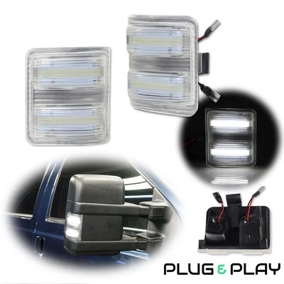 Luzes indicadoras de espelho lateral LED completo branco claro para 2008-16 Ford F250/350/450/550 - Imagem 1 de 4