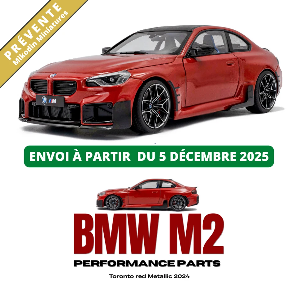 VOITURE SOLIDO BMW M2 PERFORMANCE PARTS RED 2024 1:18 S1812902 PREVENTE NOV 2025 - Photo 1/4