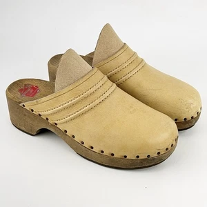 Zuecos de madera vintage de cuero dorado con tachuelas talla EU 40 Alemania EE. UU. 9 Berkemann - Imagen 1 de 11