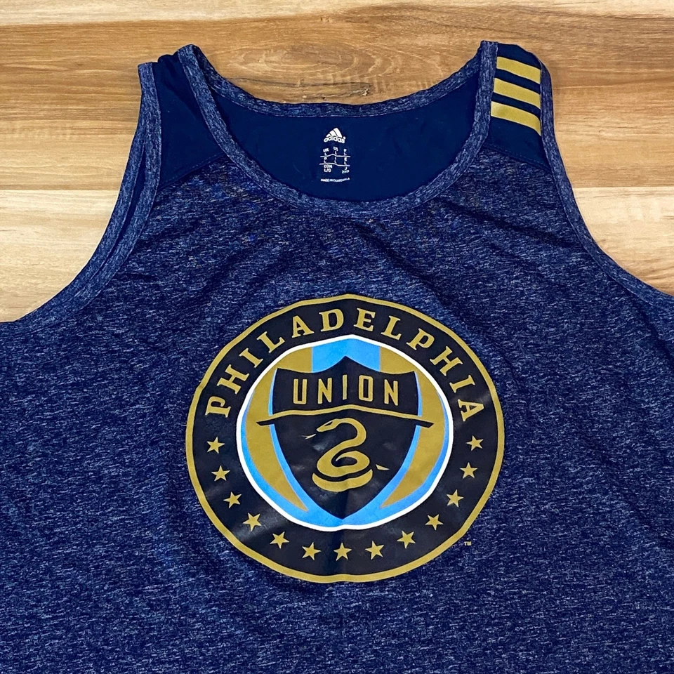 Adidas Philadelphia Union Soccer Performance Tank Top Men's Large Blue Climalite - Image 1 of 4
