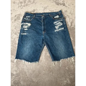 Levi’s 501 Distressed Denim Shorts Men’s (W40) Vintage Custom Raw Hem Blue - Picture 1 of 10