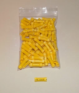 100 pk 10-12 AWG Yellow Butt connector Insulated wire Crimp Terminal connector - Picture 1 of 1
