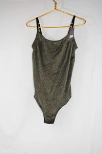 Cacique Black Gold Sexy Sheer Shimmer Bodysuit Plus Size 18/20 Festival Tank NEW - Picture 1 of 9