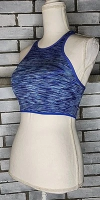 ☆ Jockey Women's Racerback Striped Sports Bra Size Large Blue Removable Pads  - Image 1 of 4