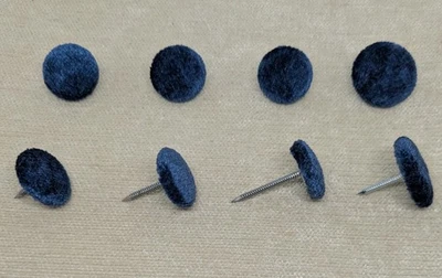 Navy Crushed Velvet Nail Back Upholstery Buttons - Various Sizes Available - Image 1 of 2