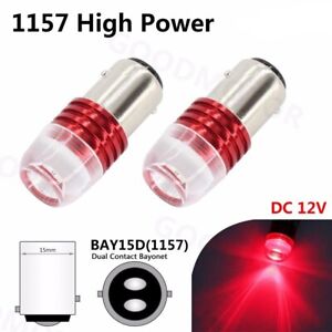 2X Red 1157 BAY15D High Power LED Bulbs Car Backup Tail Brake Flash Strobe Light