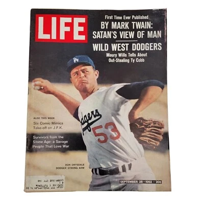 LIFE Magazine Don Drysdale Mark Twain 1963 Ford Chevy September 28 1962 - Image 1 of 4