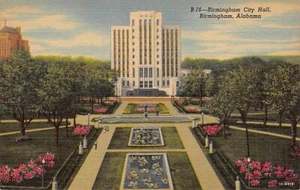 Postcard AL: Birmingham City Hall, Alabama, Vintage Linen, Unposted - Picture 1 of 2