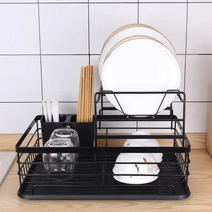 Escurridor negro de 2 pisos rejilla escurridor bastidor para vajilla bandeja cocina - Imagen 1 de 12