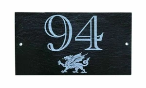 Personalised Engraved House Number Name Door Plaque Sign Welsh Dragon Wales - Picture 1 of 2