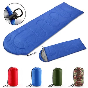 3-4 SEASON SINGLE SLEEPING BAGS CAMPING RECTANGULAR ENVELOPE ZIP UP KIDS ADULT - Picture 1 of 15