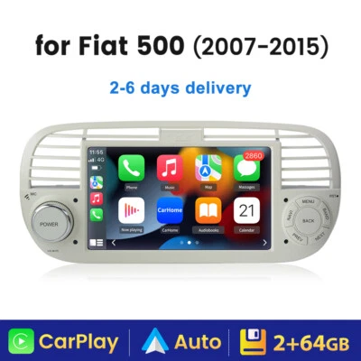 Android 13 Carplay Per Fiat 500 7'' Car Stereo GPS Sat Navi BT DAB+ WiFi 2+64G - Immagine 1 di 4