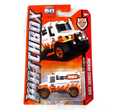 Matchbox MBX Heroic Rescue 4x4 Scrambulance White and Orange 2012 Mattel #73 BN - Image 1 of 4