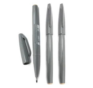 Pentel Sign Pen S520 Fibre Tip Marker Pens Calligraphy - Grey - Pack of 3 - Picture 1 of 5