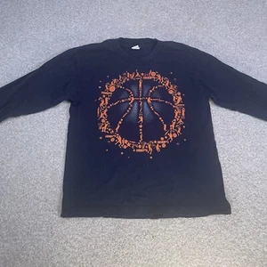 Youth Long Sleeve Basketball Graphic Navy Blue T-Shirt Size Medium - Picture 1 of 7