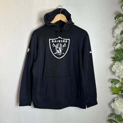 Nike Raiders Hoodie Mens Medium Black Las Vegas Oakland NFL Logo Sweatshirt Cover
