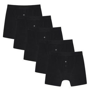 Herren Boxershorts Bio Baumwolle Boxershorts schwarz Knopffliegen Unterwäsche, 5 Paar - Bild 1 von 15