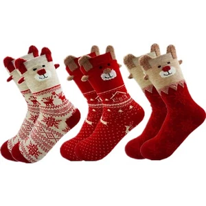Damen Weihnachtssocken Baumwolle Winter Cartoon Rentier Schneeflocke Santa - Bild 1 von 2