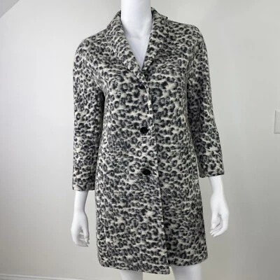 ABRIGO ANN TAYLOR LEOPARDO DE LAS NIEVES TALLA XS MEZCLA DE LANA BOLSILLOS MANGAS 3/4 FORRADO 3 BOTONES Foto 1 de 4