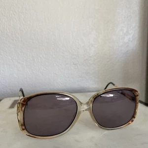 Vintage 60s Mod Oversize Italian Sunglasses Brown Cognac Wire And Plastic Frames - Picture 1 of 12