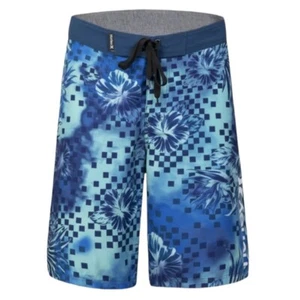 Hurley Boys Floral Checkered Board Shorts Size 16 (28) SuperSuede Blue Glaze NWT - Picture 1 of 6