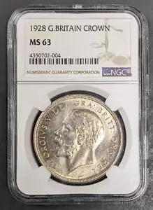 1928 Großbritannien Silberkrone George V NGC MS 63 - Bild 1 von 3