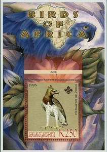 Malawi Birds of Africa Polemaetus Belicosus Souvenir Sheet Mint NH - Picture 1 of 6