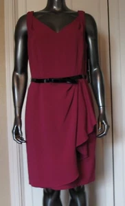 NWT WOMEN'S CHETTA B SLEEVELESS LINED BELTED MAGNETA COLOR DRESS SIZE 12 - Picture 1 of 6