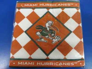 Miami Hurricanes Checkered NCAA University Sports Party Paper Luncheon Napkins - Picture 1 of 1