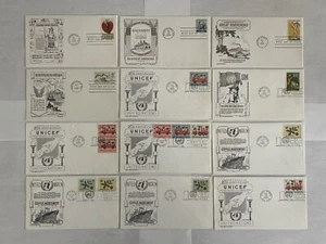 1966 Lotto A di 12 Copertine Primo Giorno US FDC Posta Aerea USA Buone Condizioni - Foto 1 di 2