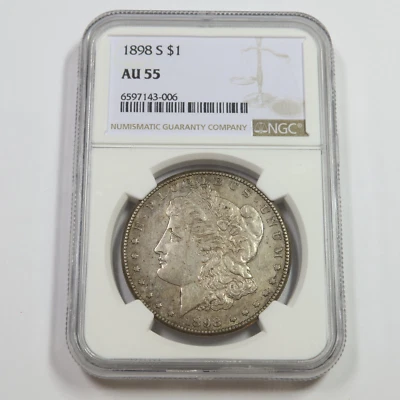 1898 S NGC AU55 - Silver Morgan Dollar - $1 US Coin #48566B - Image 1 of 2