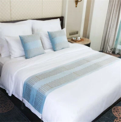 Velvet Table Runner Cushion Bed Runner Set Rhinestone Chenille Tassel Home Decor - Image 1 of 4