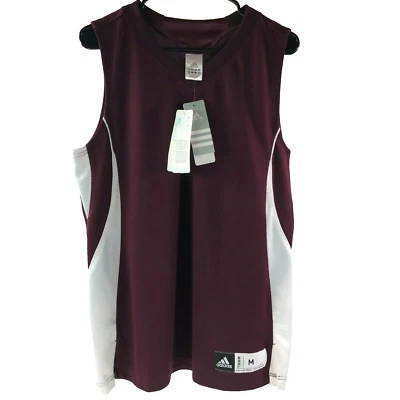 ADIDAS Womens Basketball Stock Jersey Size M Maroon/White Climalite  *NWT* - Image 1 of 4