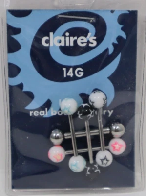 P1 5 estrellas 14g 5/8 acero quirúrgico barra lengua joyería corporal Claire's Foto 1 de 4