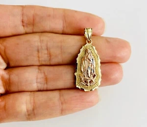 14K Solid Gold 1.2" Virgin Guadalupe Pendant - 14K 2T Gold Virgin Mary- PT1083 - Picture 1 of 7