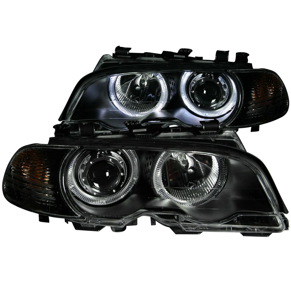 Faros proyectores ANZO negros con luces halo para 00-03 BMW E46 2 puertas / 01-04 M3 Foto 1 de 1