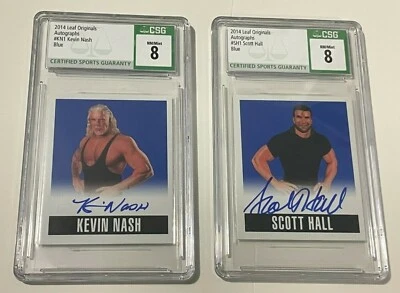 Tarjetas 2014 NWO Scott HALL Kevin NASH Autógrafo CSG Calificado 10 Auto Firmado 2 Hojas Foto 1 de 4