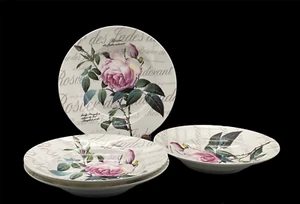 Vintage Porcelain Set Of Four Dinner Soup Plates "Redoute Rose" - Picture 1 of 10